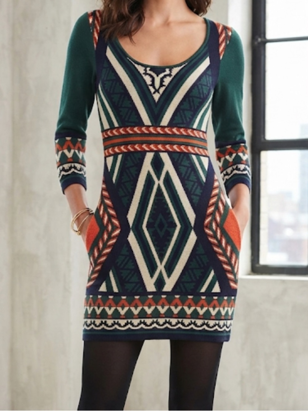 FLYING TOMATO Tribal Southwestern Bodycon Sweater Dress Small